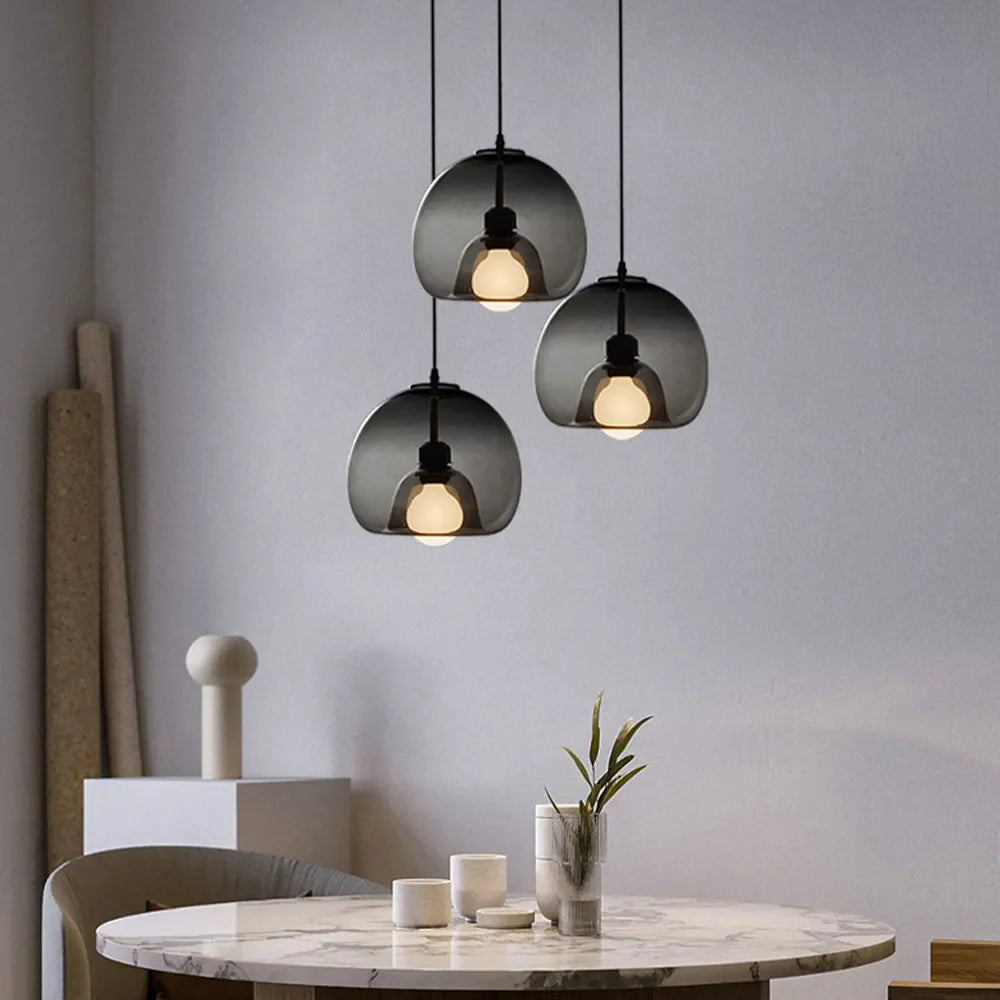 Hanglamp Modern met Glazen Bol Kap en Verstelbare Hoogte