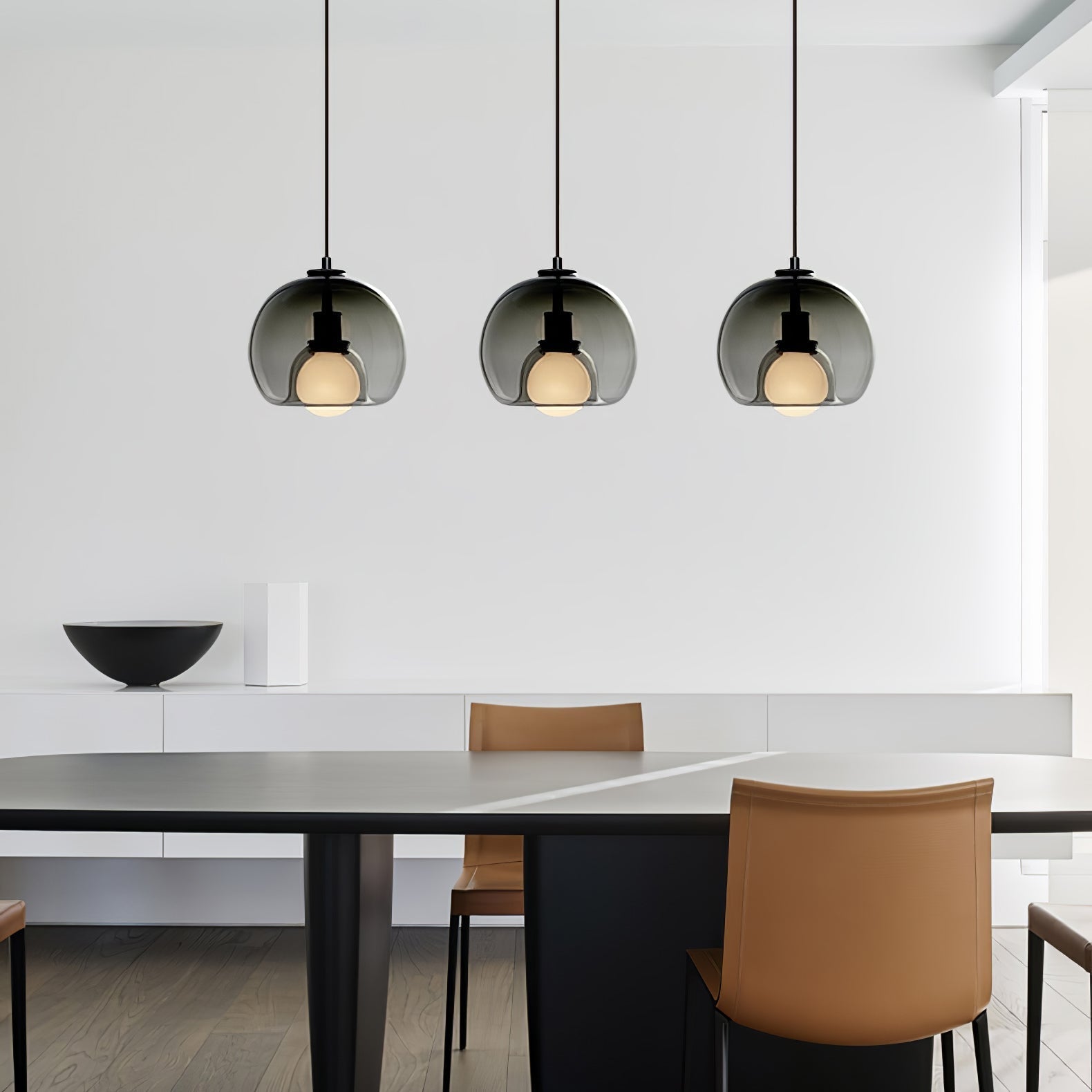Hanglamp Modern met Glazen Bol Kap en Verstelbare Hoogte