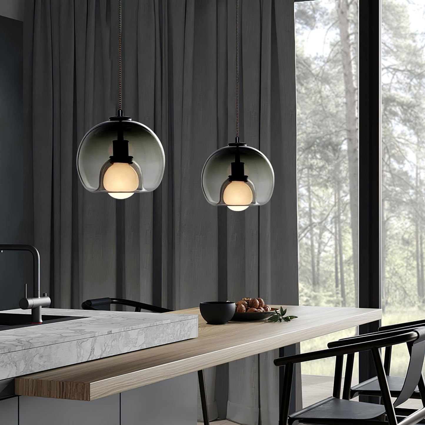 Hanglamp Modern met Glazen Bol Kap en Verstelbare Hoogte