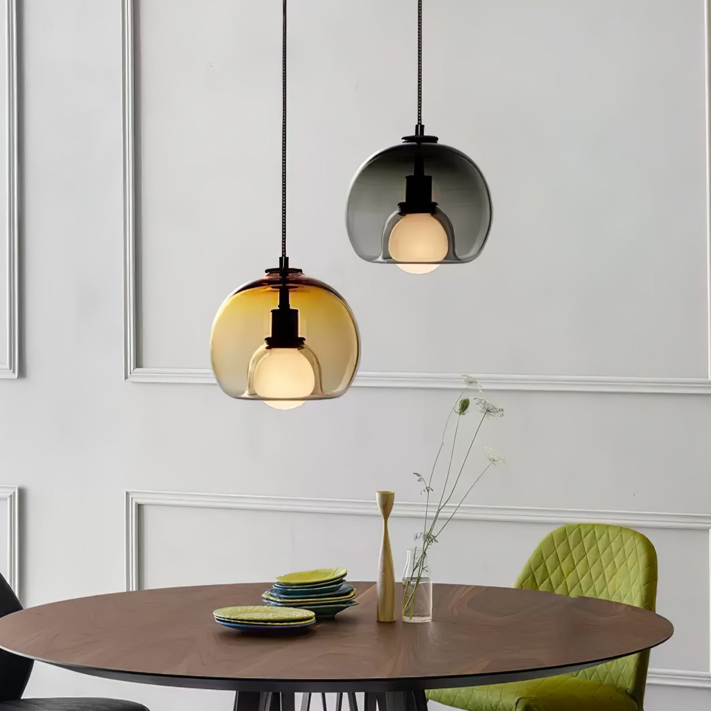 Hanglamp Modern met Glazen Bol Kap en Verstelbare Hoogte