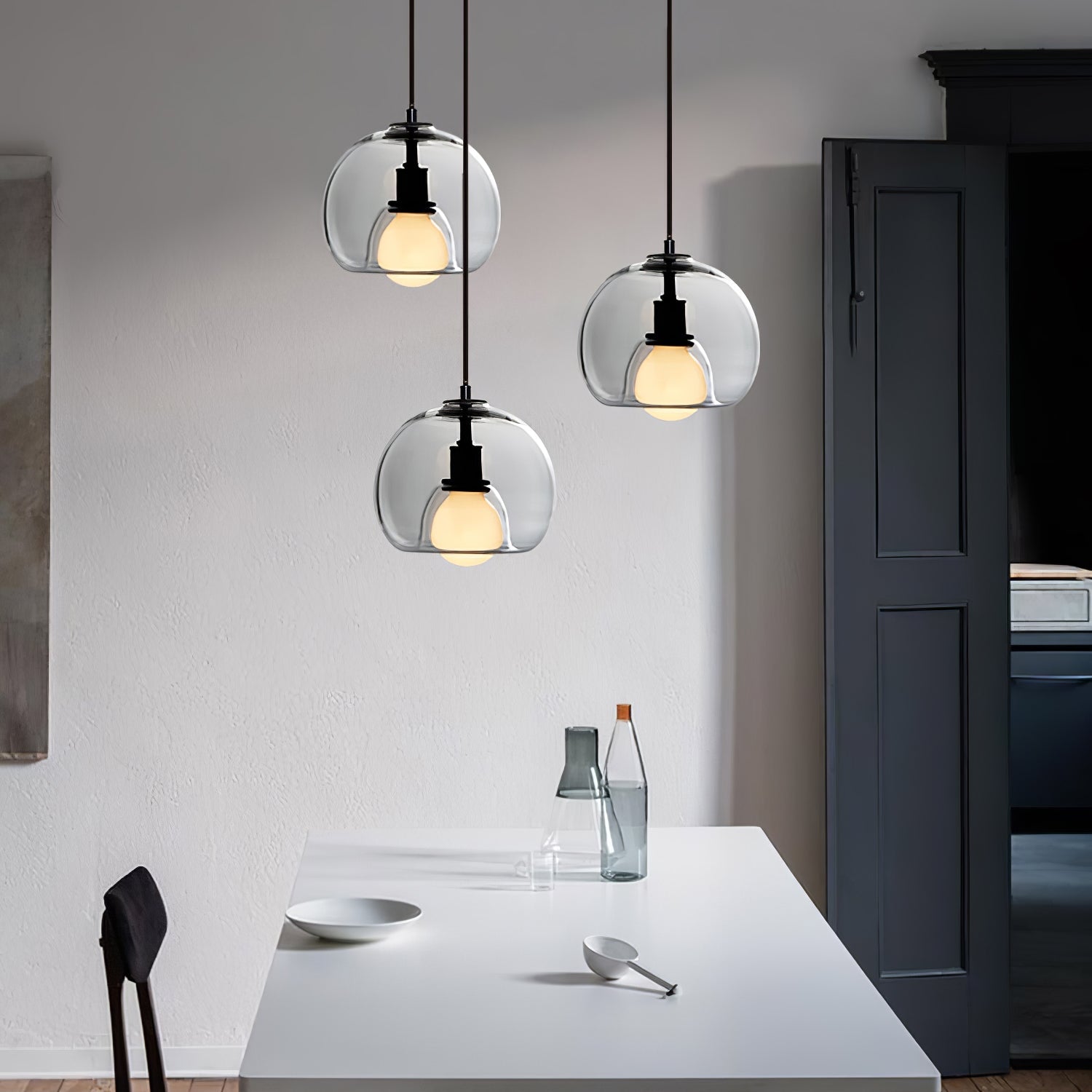 Hanglamp Modern met Glazen Bol Kap en Verstelbare Hoogte