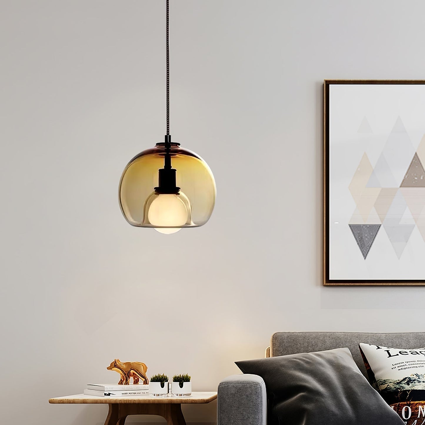 Hanglamp Modern met Glazen Bol Kap en Verstelbare Hoogte