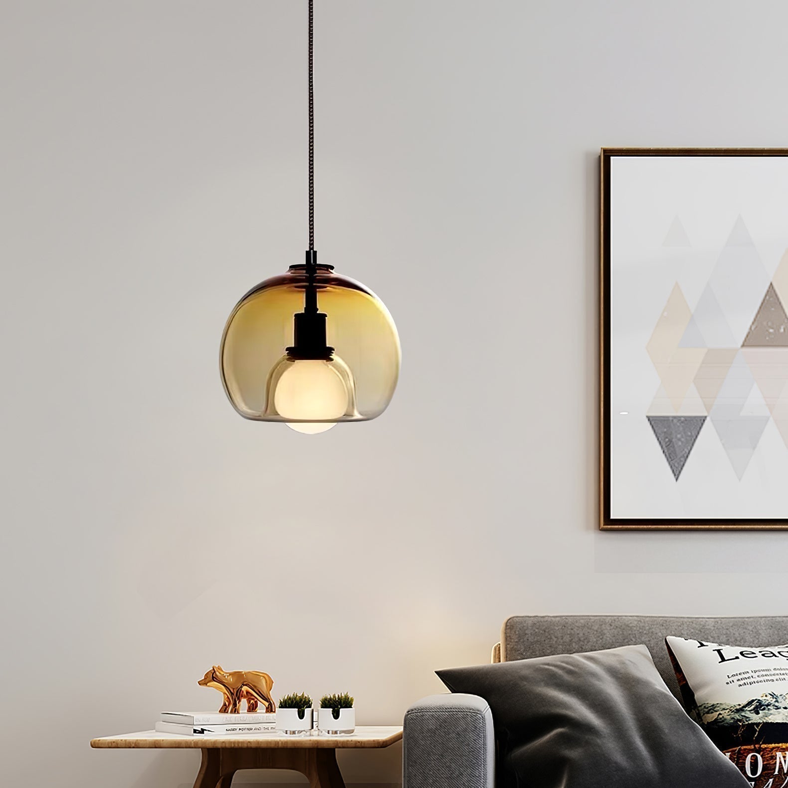 Hanglamp Modern met Glazen Bol Kap en Verstelbare Hoogte