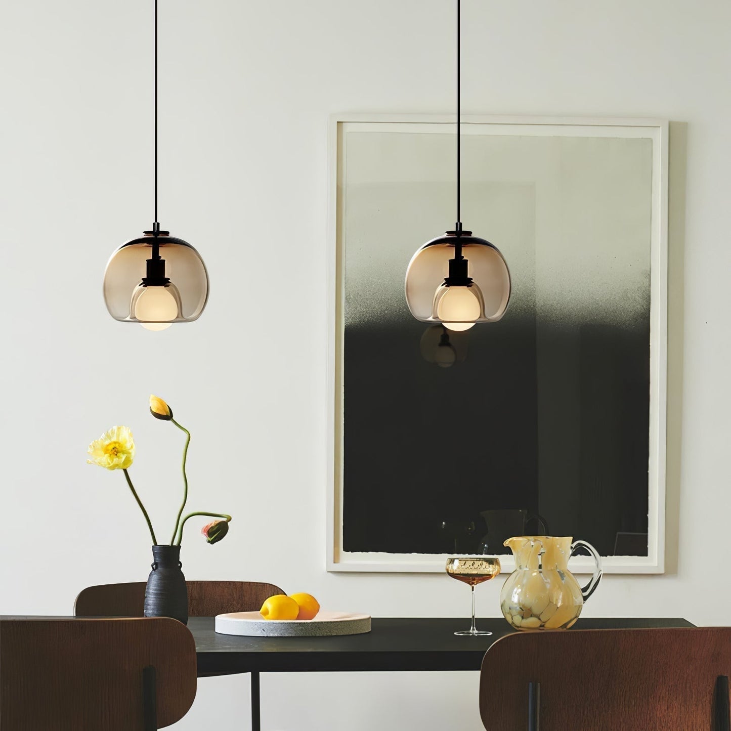 Hanglamp Modern met Glazen Bol Kap en Verstelbare Hoogte