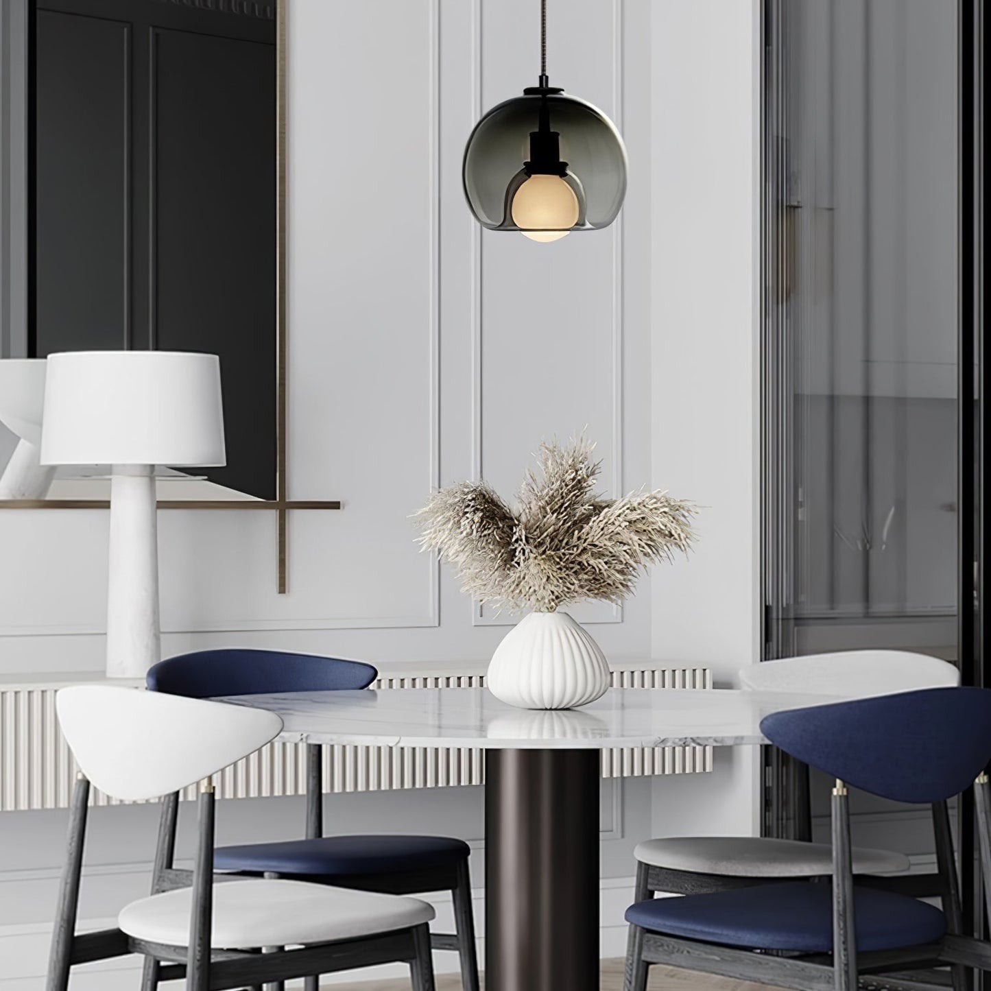 Hanglamp Modern met Glazen Bol Kap en Verstelbare Hoogte