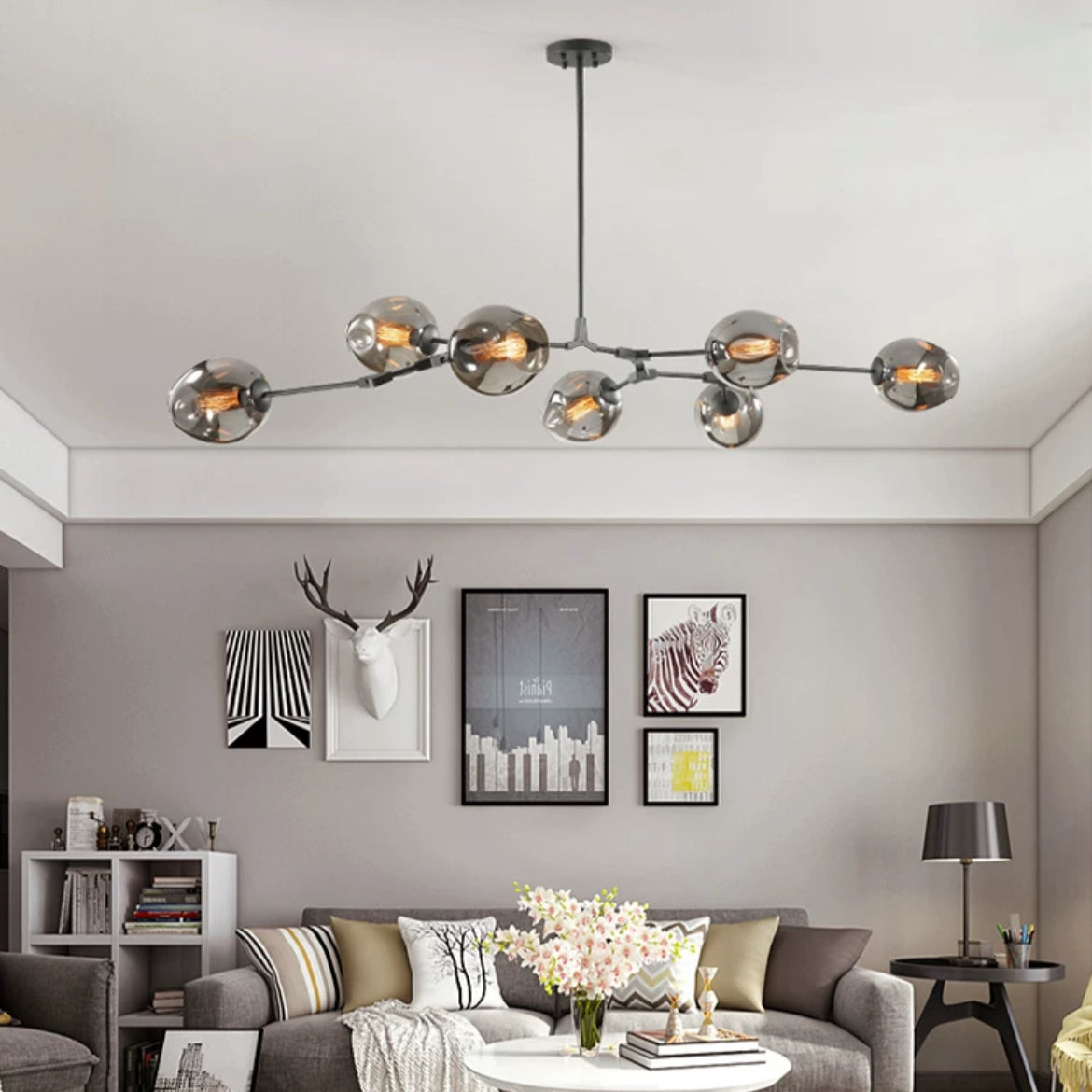 Hanglamp Modern met Glazen Bollen en Vertakte Armen