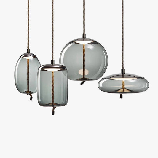 Hanglamp Modern met Glazen Kap en Gevlochten Snoer voor Binnen