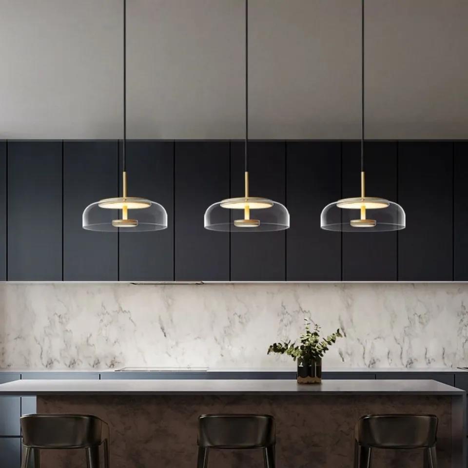 Hanglamp Modern met Glazen Kap en Verstelbare Hoogte