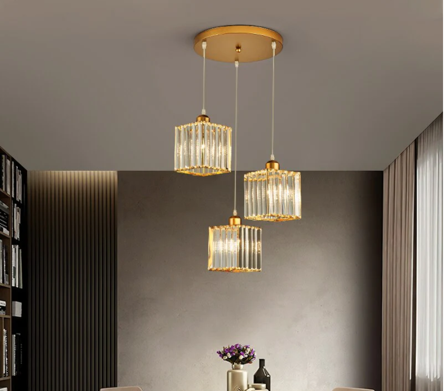 Hanglamp Modern met Kristalglazen Cilinderkappen en Verstelbare Hoogte