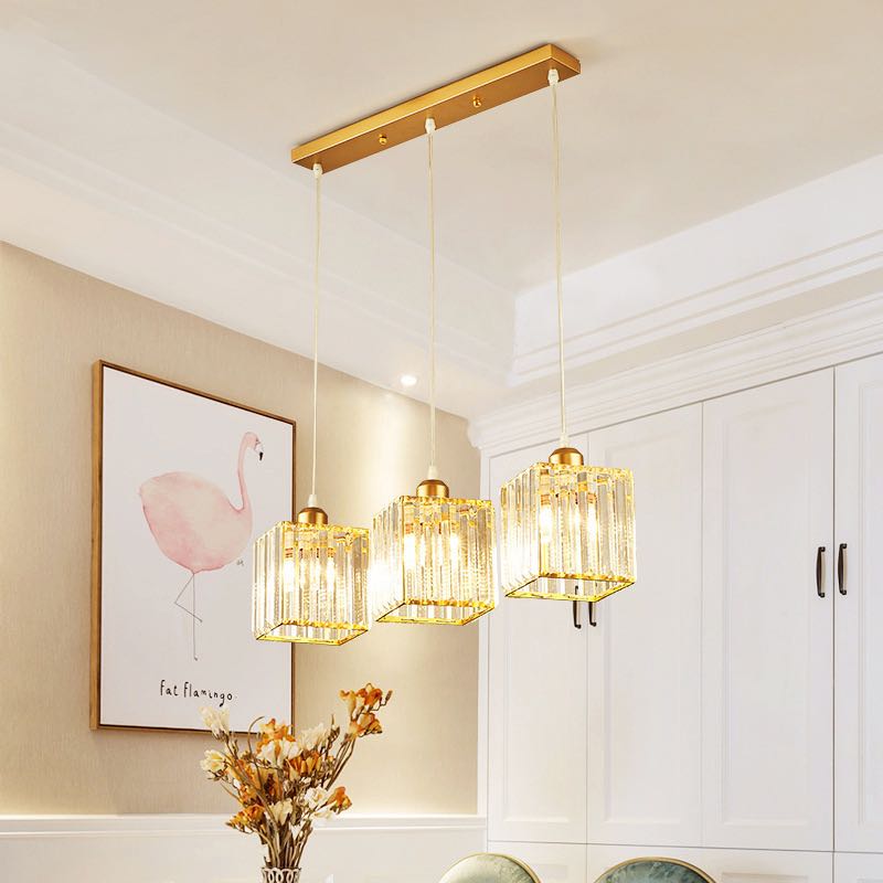 Hanglamp Modern met Kristalglazen Cilinderkappen en Verstelbare Hoogte