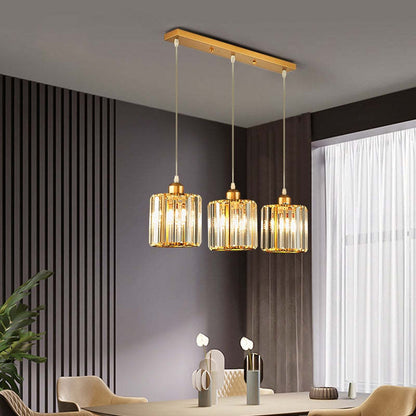 Hanglamp Modern met Kristalglazen Cilinderkappen en Verstelbare Hoogte