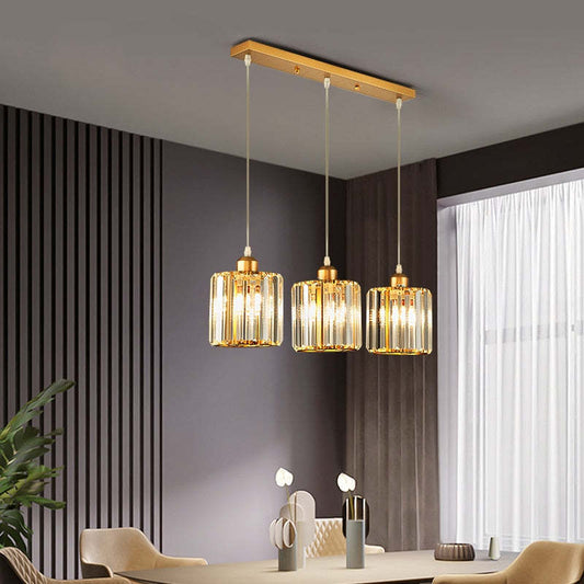 Hanglamp Modern met Kristalglazen Cilinderkappen en Verstelbare Hoogte