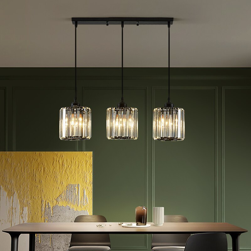 Hanglamp Modern met Kristalglazen Cilinderkappen en Verstelbare Hoogte