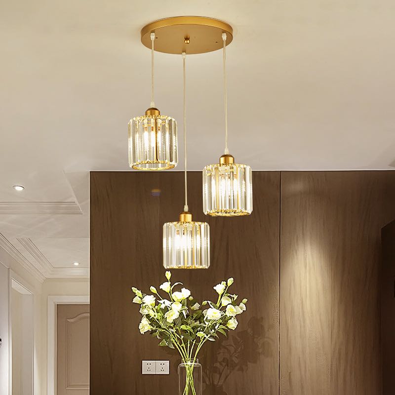 Hanglamp Modern met Kristalglazen Cilinderkappen en Verstelbare Hoogte