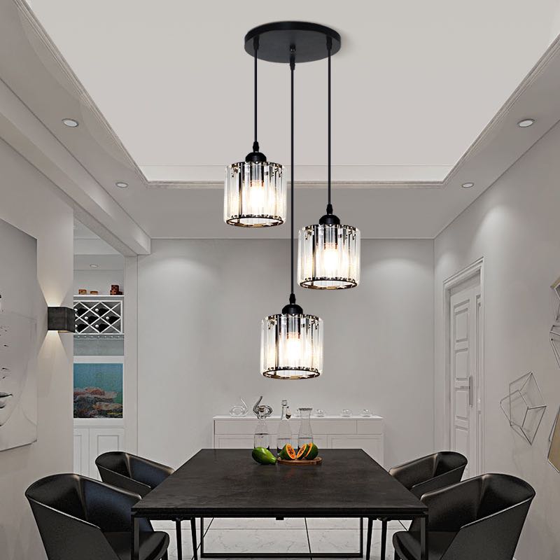 Hanglamp Modern met Kristalglazen Cilinderkappen en Verstelbare Hoogte
