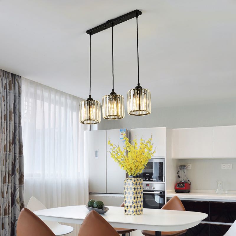 Hanglamp Modern met Kristalglazen Cilinderkappen en Verstelbare Hoogte