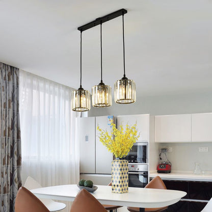 Hanglamp Modern met Kristalglazen Cilinderkappen en Verstelbare Hoogte