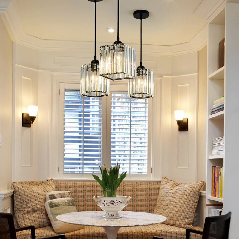 Hanglamp Modern met Kristalglazen Cilinderkappen en Verstelbare Hoogte