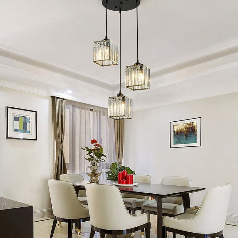 Hanglamp Modern met Kristalglazen Cilinderkappen en Verstelbare Hoogte