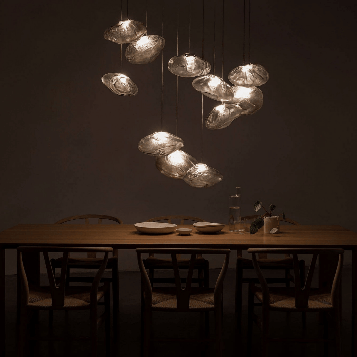 Hanglamp Modern met Organische Glazen Kap in Wolkvorm