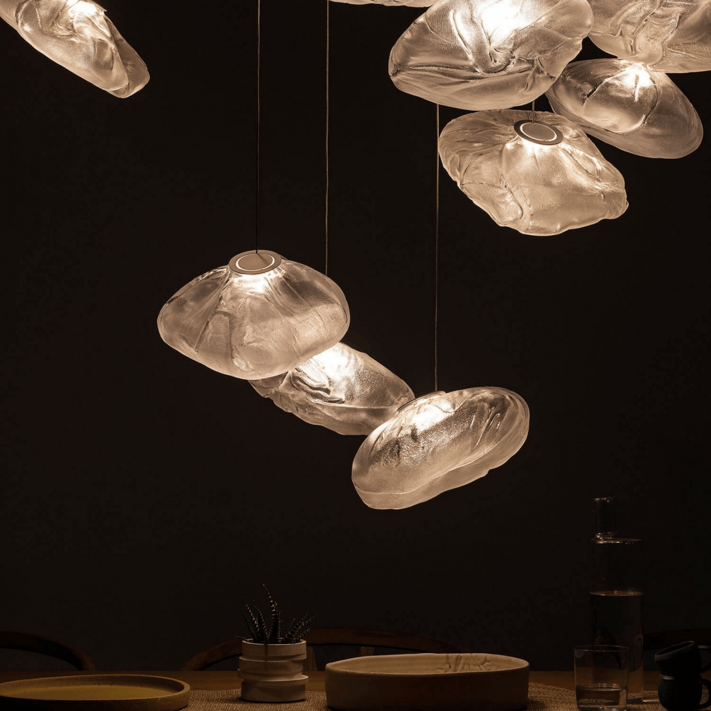 Hanglamp Modern met Organische Glazen Kap in Wolkvorm