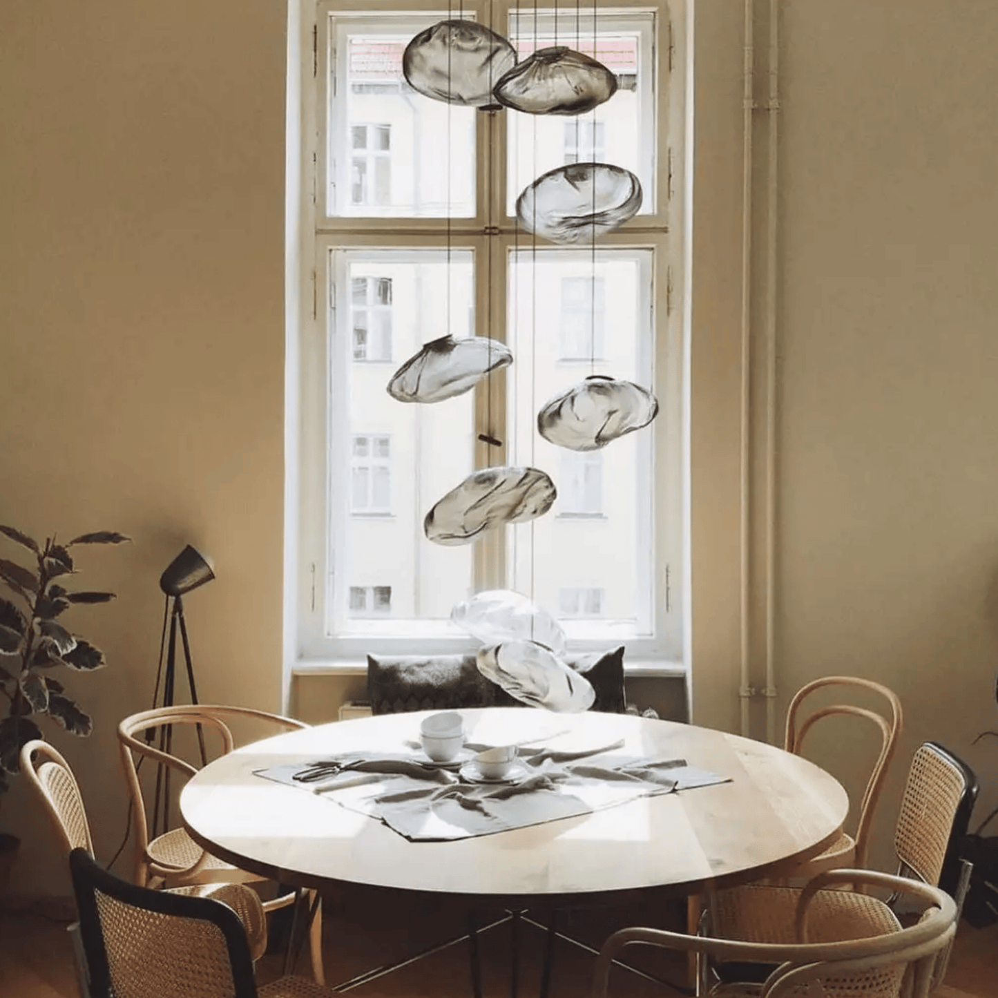 Hanglamp Modern met Organische Glazen Kap in Wolkvorm