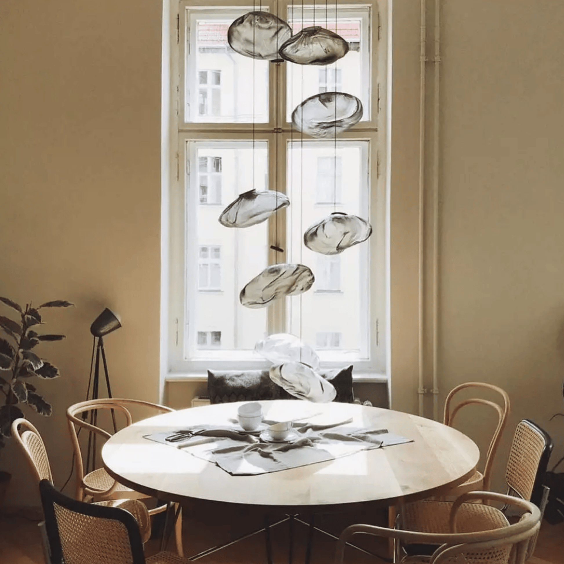Hanglamp Modern met Organische Glazen Kap in Wolkvorm