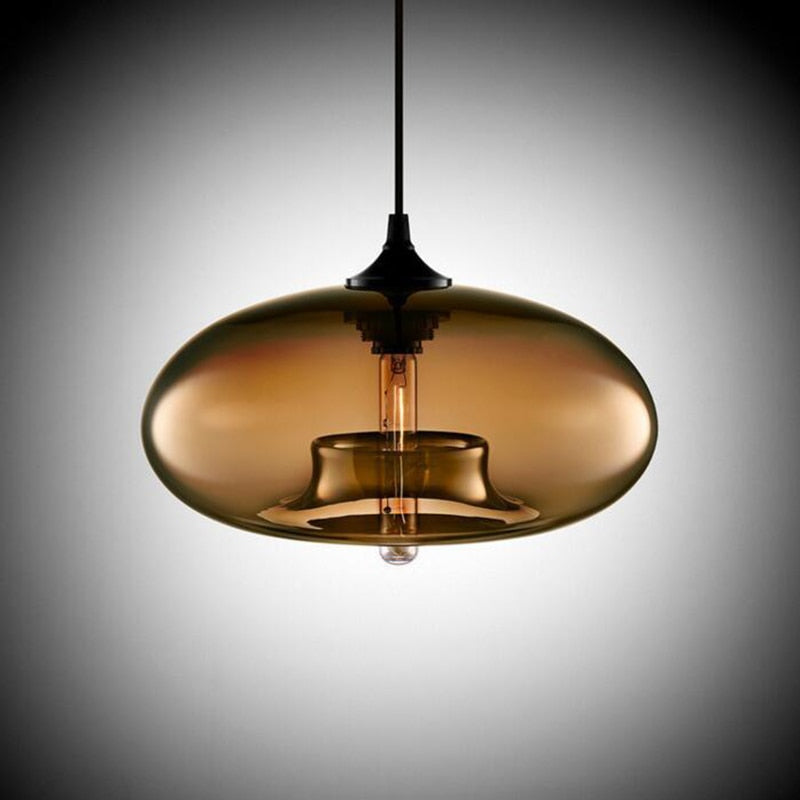 Hanglamp Modern met Ovale Glazen Kap en Verstelbare Hoogte