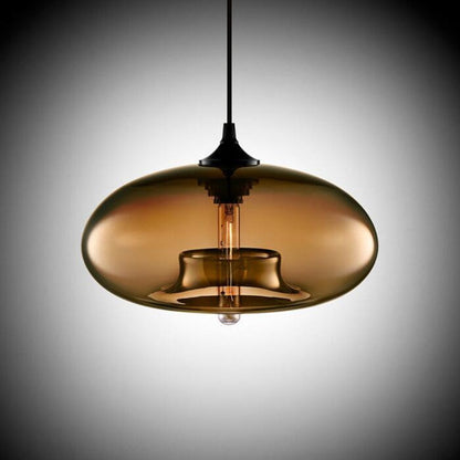 Hanglamp Modern met Ovale Glazen Kap en Verstelbare Hoogte