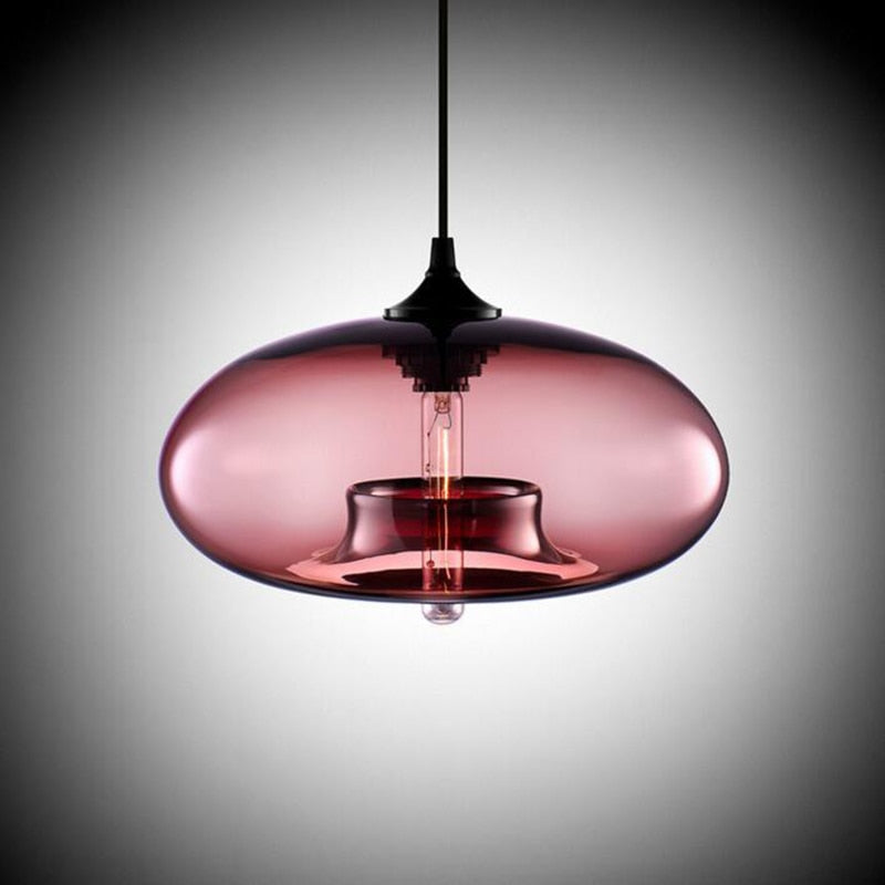 Hanglamp Modern met Ovale Glazen Kap en Verstelbare Hoogte