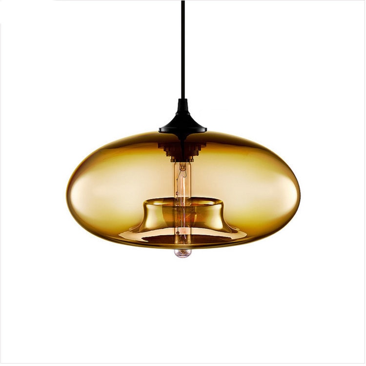 Hanglamp Modern met Ovale Glazen Kap en Verstelbare Hoogte