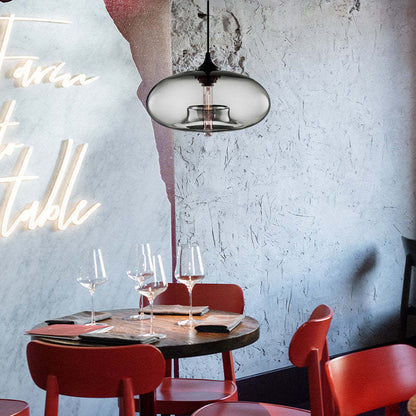 Hanglamp Modern met Ovale Glazen Kap en Verstelbare Hoogte