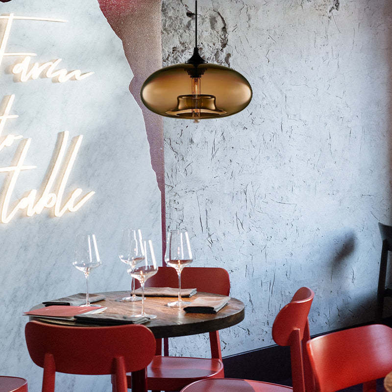 Hanglamp Modern met Ovale Glazen Kap en Verstelbare Hoogte