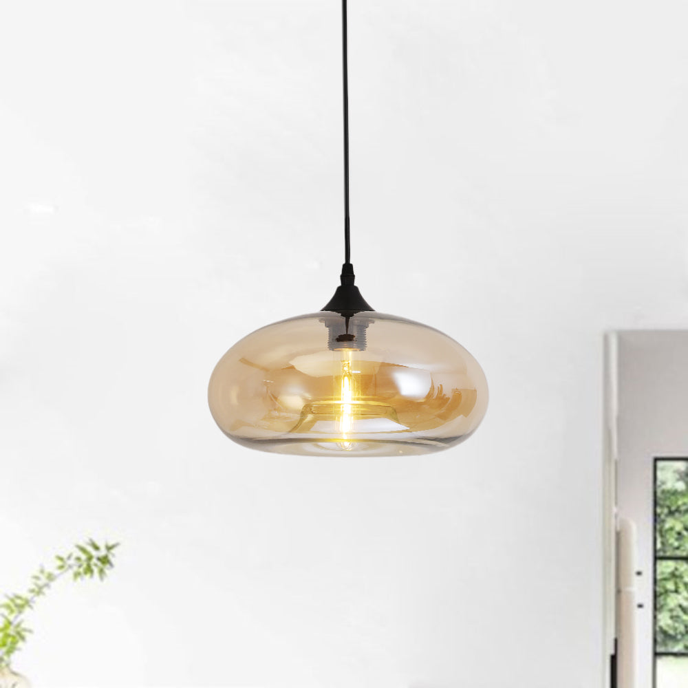 Hanglamp Modern met Ovale Glazen Kap en Verstelbare Hoogte