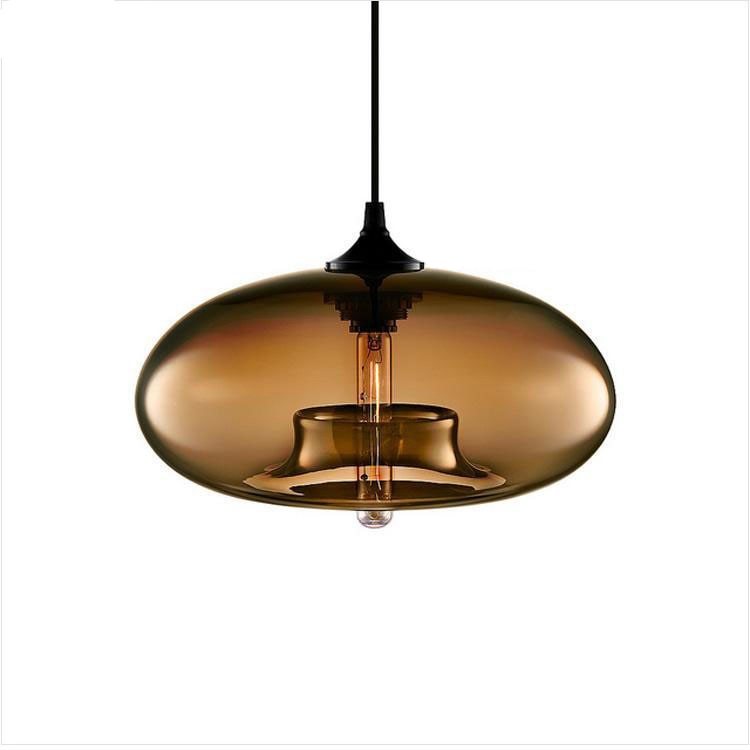 Hanglamp Modern met Ovale Glazen Kap en Verstelbare Hoogte
