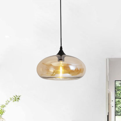 Hanglamp Modern met Ovale Glazen Kap en Verstelbare Hoogte