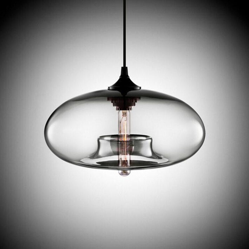 Hanglamp Modern met Ovale Glazen Kap en Verstelbare Hoogte
