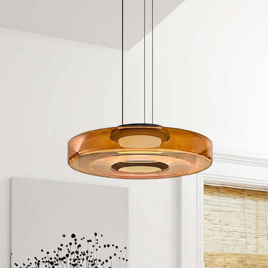 Hanglamp Modern met Rond Glazen Kap en Geïntegreerde LED