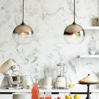 Hanglamp Modern met Ronde Glazen Bol en Metaalglans Afwerking