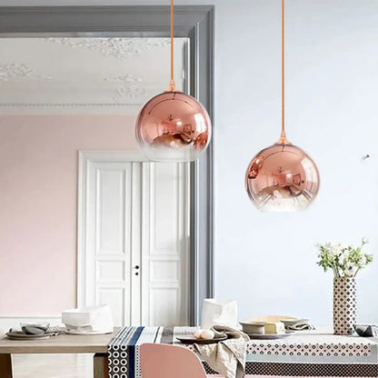 Hanglamp Modern met Ronde Glazen Bol en Metaalglans Afwerking