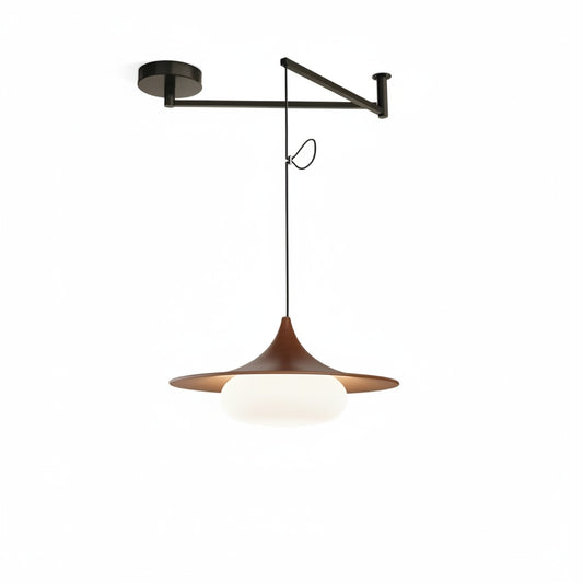 Hanglamp Modern met Zwenkarm en Opaal Glazen Kap