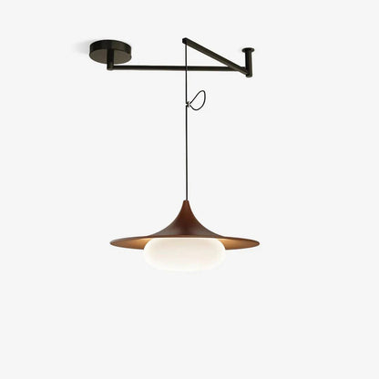 Hanglamp Modern met Zwenkarm en Opaal Glazen Kap