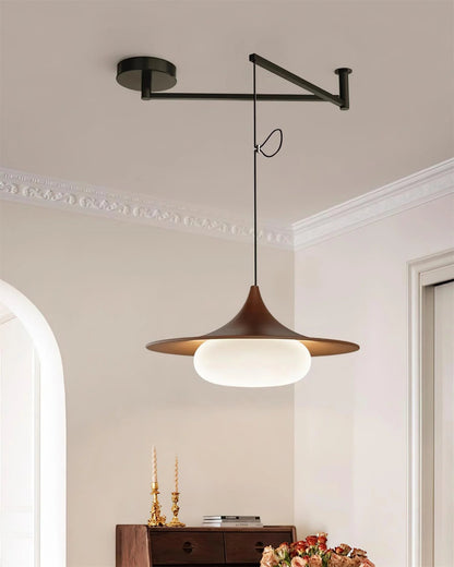Hanglamp Modern met Zwenkarm en Opaal Glazen Kap