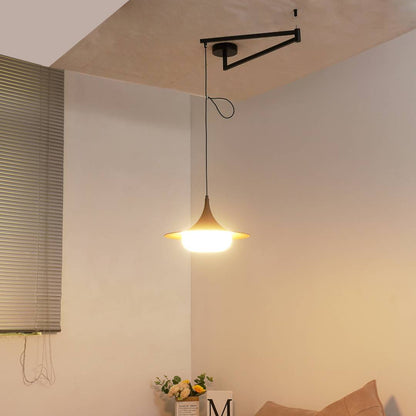 Hanglamp Modern met Zwenkarm en Opaal Glazen Kap