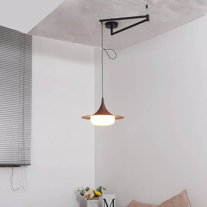 Hanglamp Modern met Zwenkarm en Opaal Glazen Kap