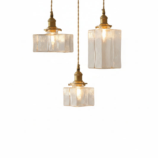 Hanglamp Retro met Geblazen Glazen Kap en Messing Fitting