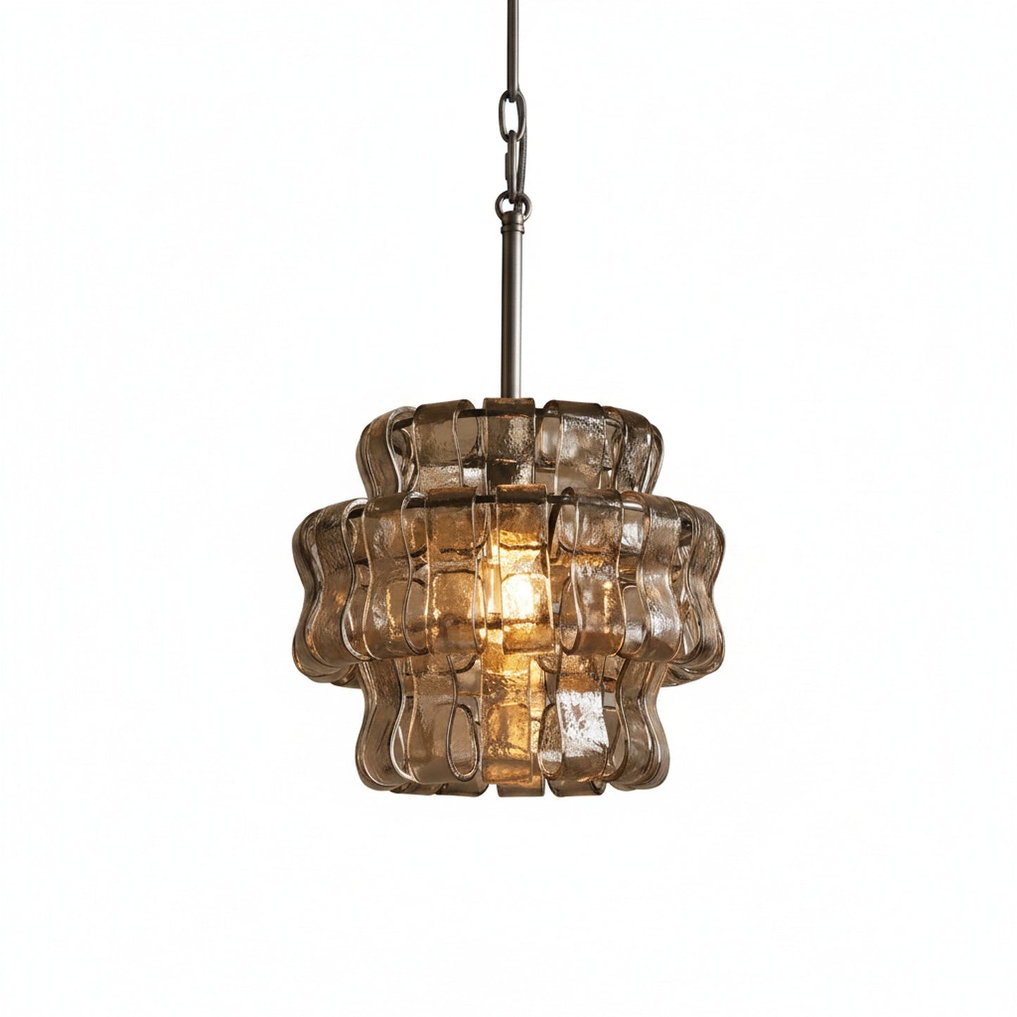 Hanglamp Retro met Gebogen Getextureerd Glas en Ketting