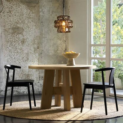 Hanglamp Retro met Gebogen Getextureerd Glas en Ketting