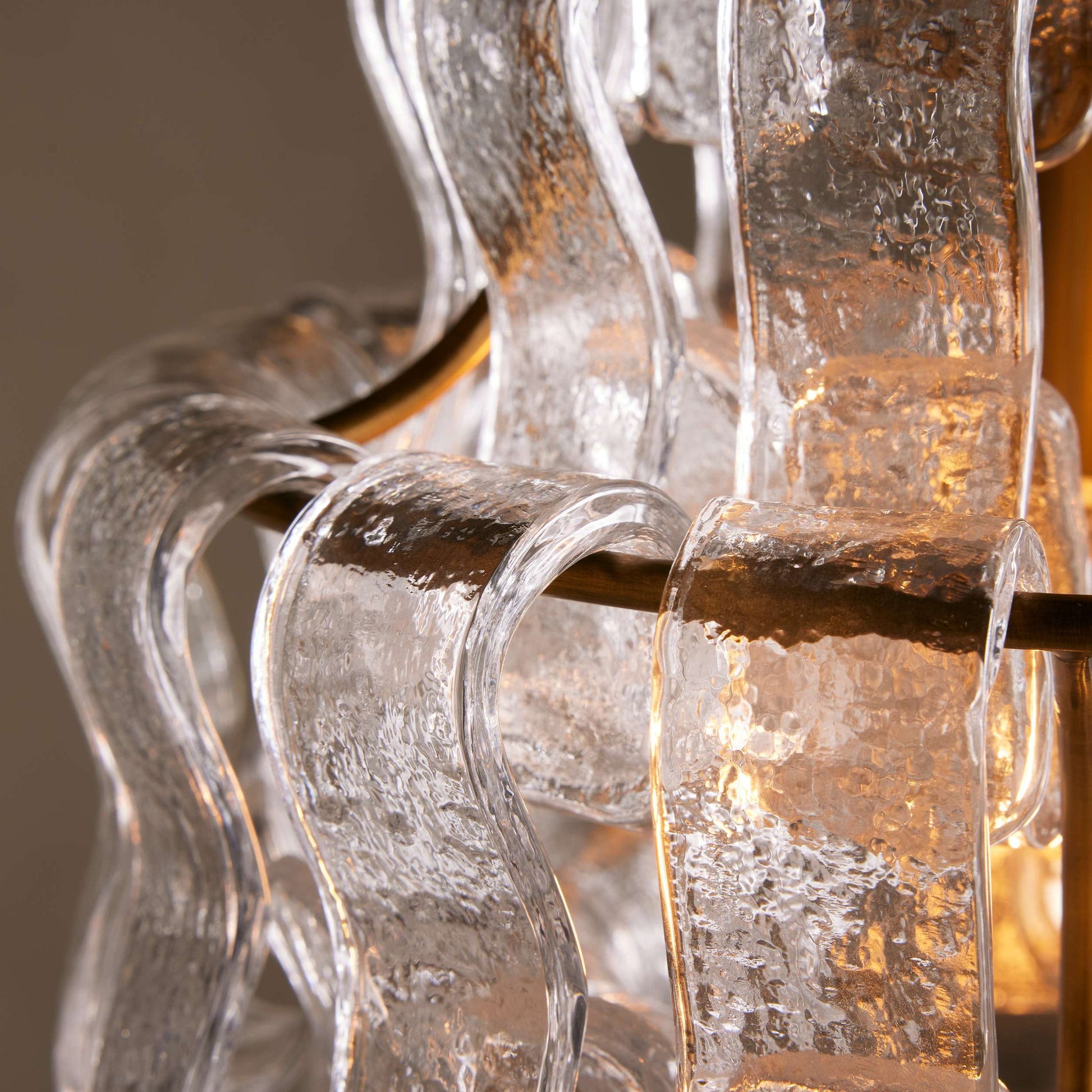 Hanglamp Retro met Gebogen Getextureerd Glas en Ketting