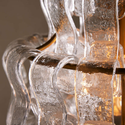 Hanglamp Retro met Gebogen Getextureerd Glas en Ketting